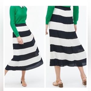 J.Crew Pleated Stripe Midi Skirt